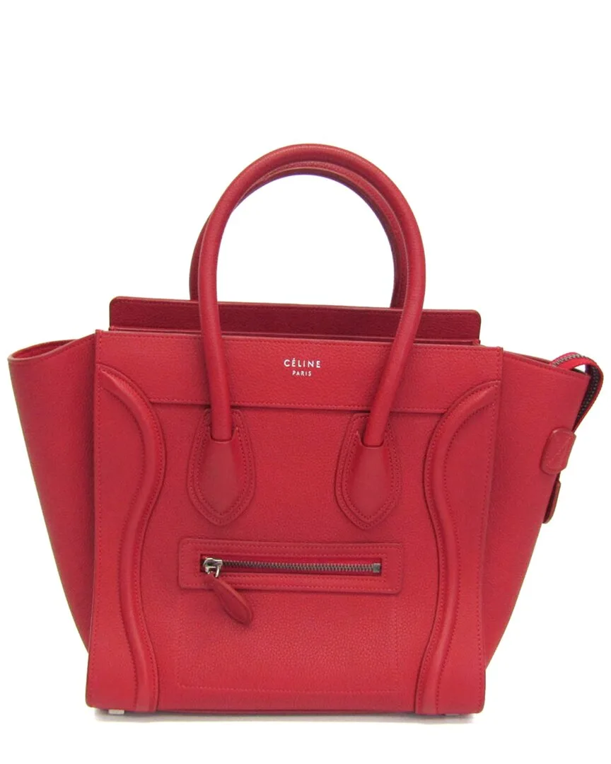 Red Leather Micro Shopper Handbag (authentic Pre-Loved) by Celine