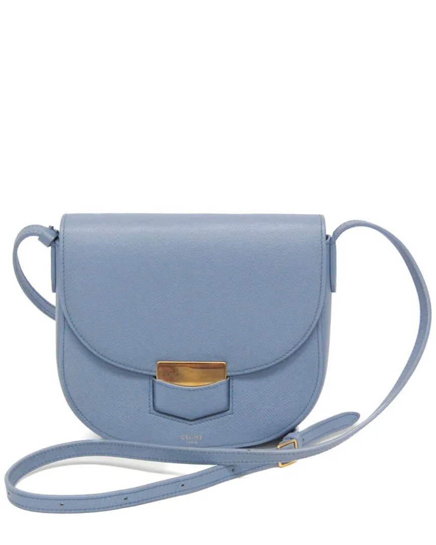 Light Blue Leather Trotter Medium Shoulder Bag (authentic Pre-Loved) by Celine
