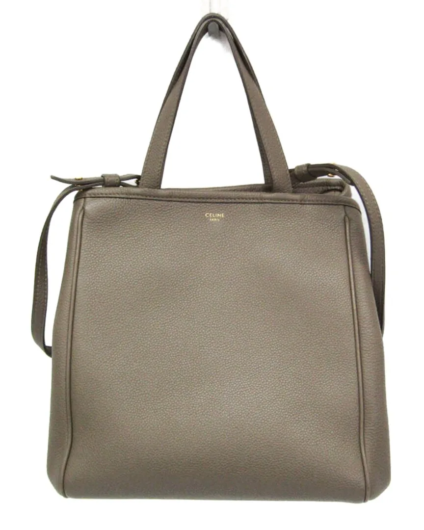 Grey Brown Leather Handbag (authentic Pre-Loved) by Celine