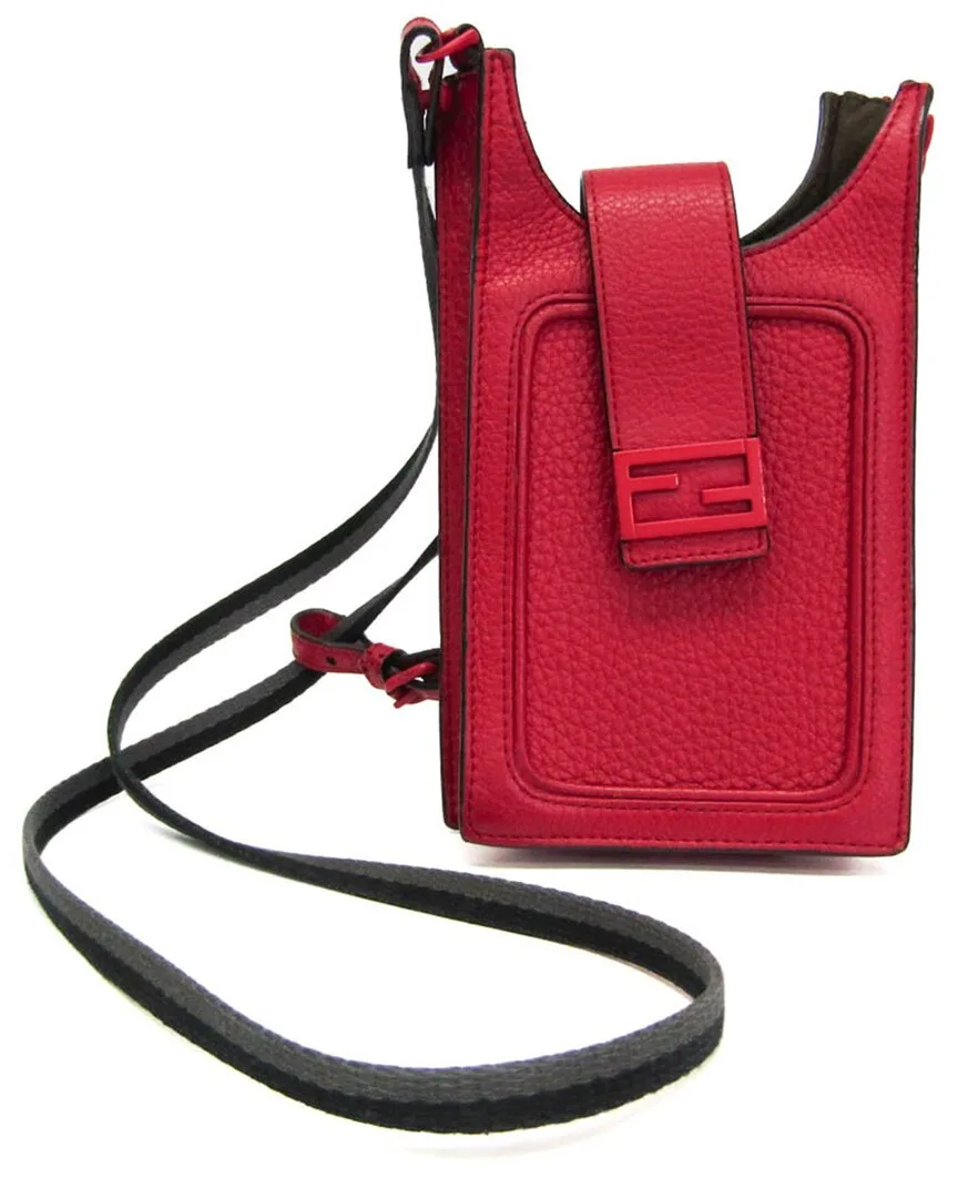 Red Leather Smartphone Shoulder Bag (authentic Pre-Loved) by FENDI