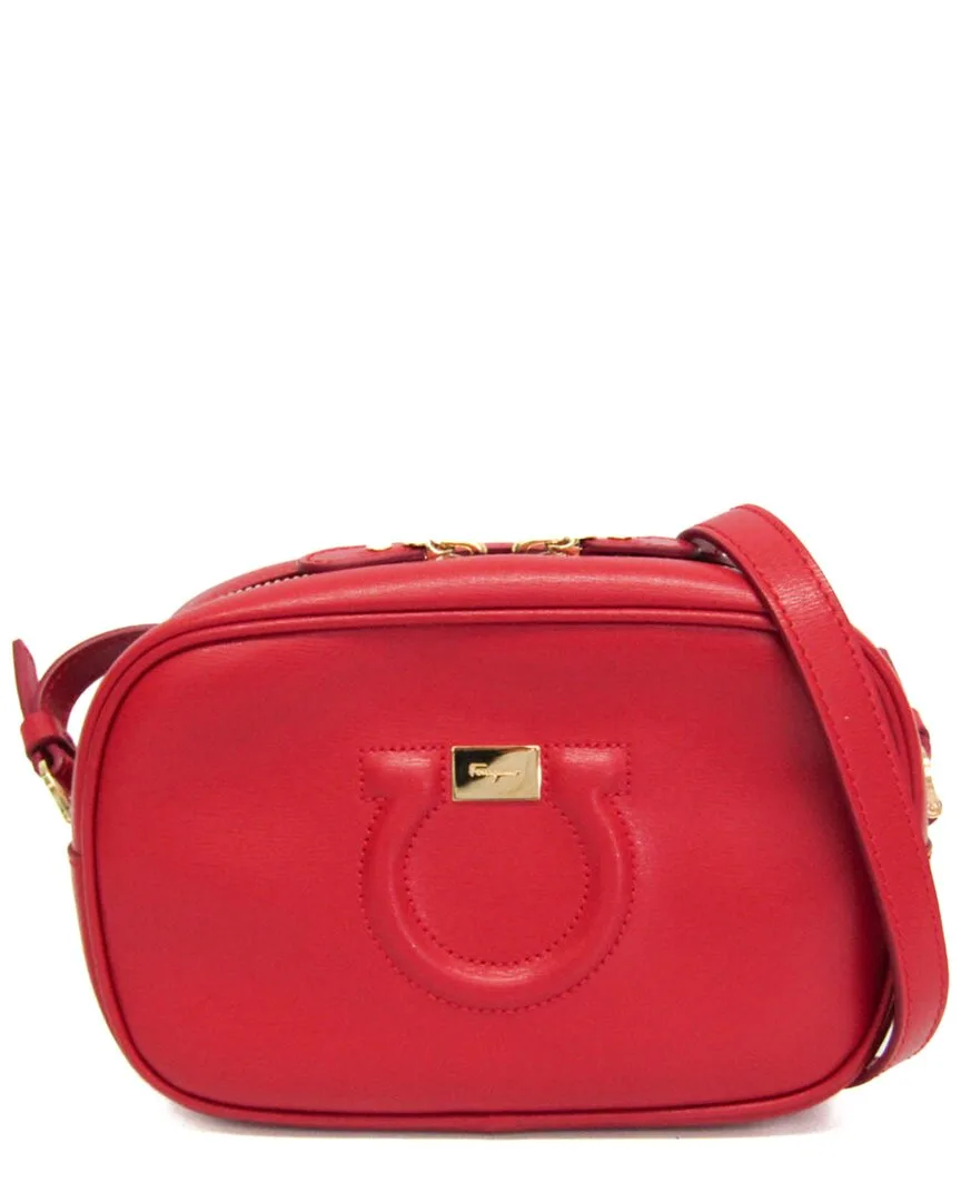 Red Leather Gancini Shoulder Bag (authentic Pre-Loved) by Ferragamo
