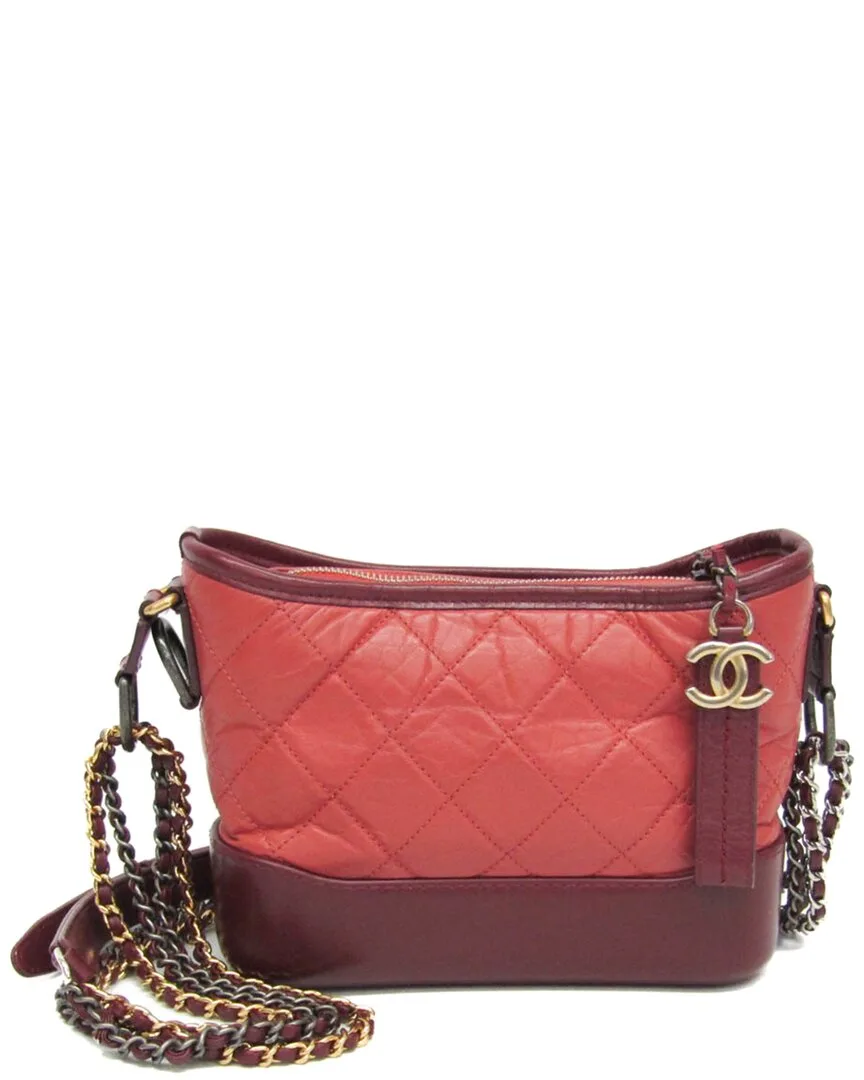 Pink & Wine Leather Gabriel Shoulder Bag (authentic Pre-Loved) by CHANEL