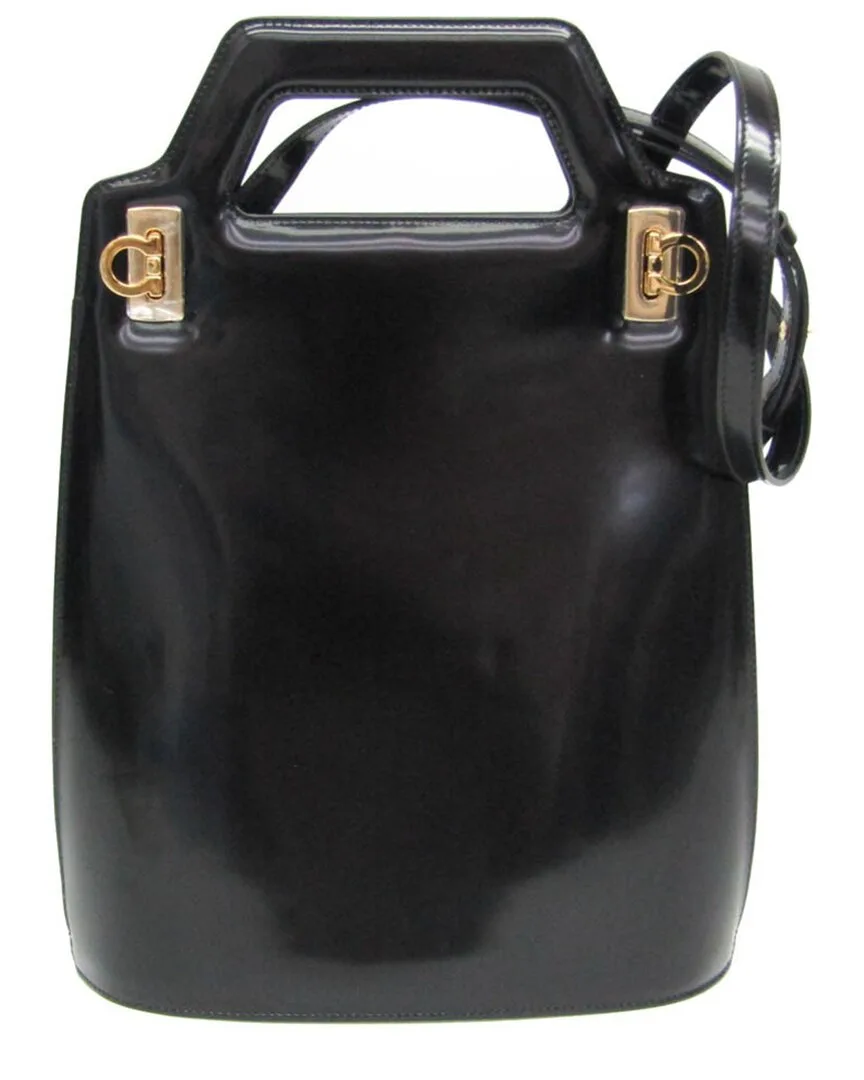 Black Leather Wanda Shoulder Bag (authentic Pre-Loved) by Ferragamo