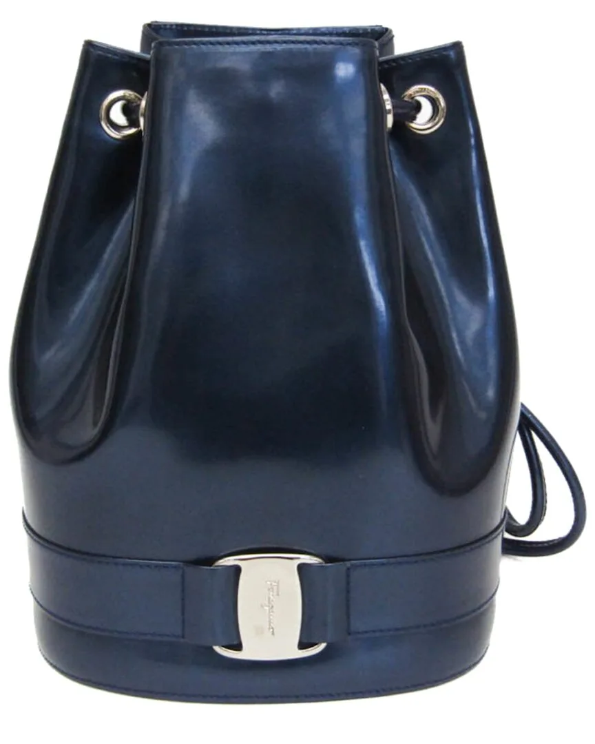 Navy Leather Vara Backpack (authentic Pre-Loved) by Ferragamo