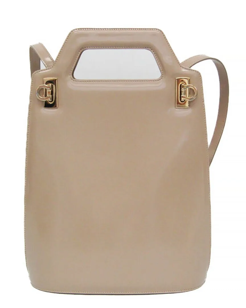Pink Beige Leather Gancini Shoulder Bag (authentic Pre-Loved) by Ferragamo