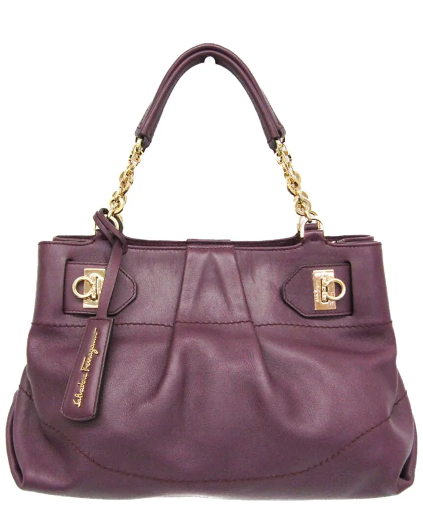 Purple Leather Gancini Shoulder Bag (authentic Pre-Loved) by Ferragamo