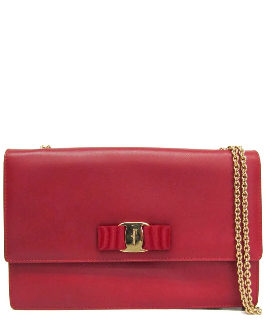 Red Leather Vara Shoulder Bag (authentic Pre-Loved) by Ferragamo