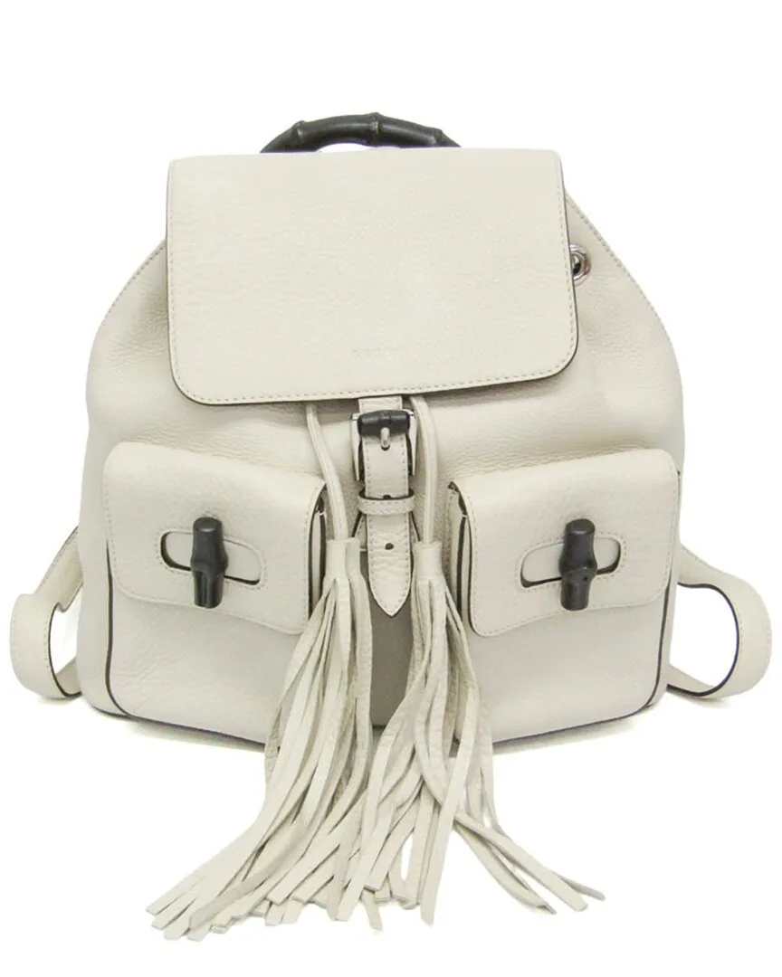 Off-White Leather Bamboo Backpack (authentic Pre-Loved) by Gucci
