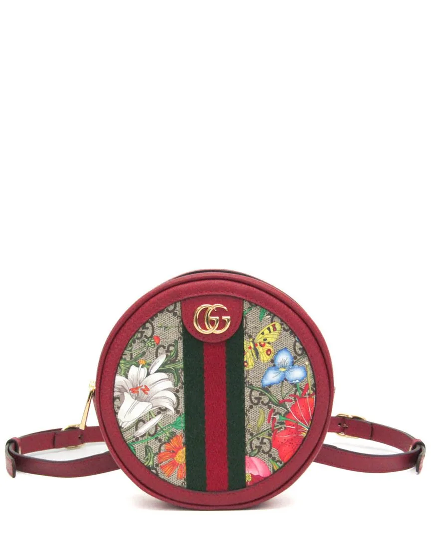 Beige & Red Color Coated Canvas & Leather Backpack (authentic Pre-Loved) by Gucci
