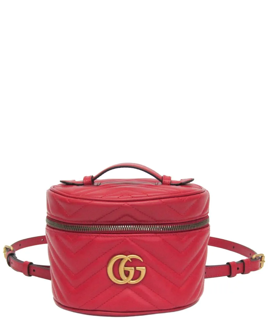 Red Leather Gg Marmont Backpack (authentic Pre-Loved) by Gucci