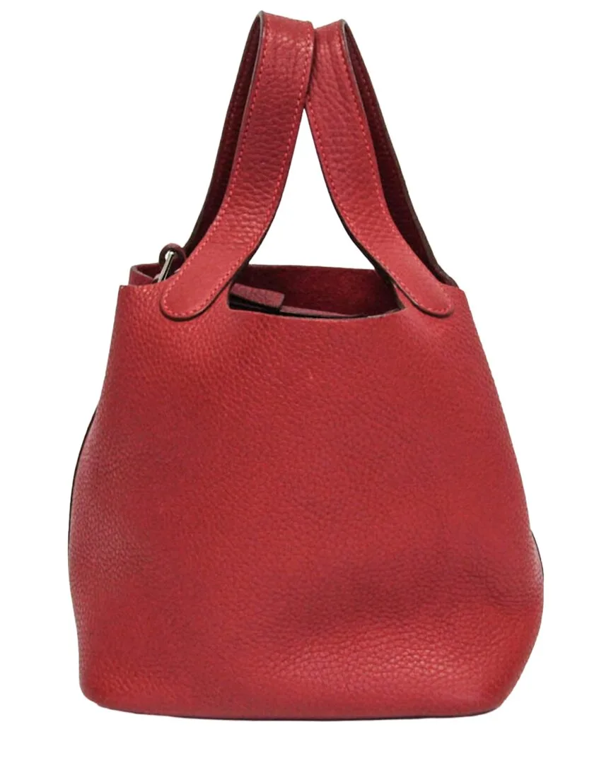 Red Taurillon Clemence Leather Picotin Handbag (authentic Pre-Loved) by Herms