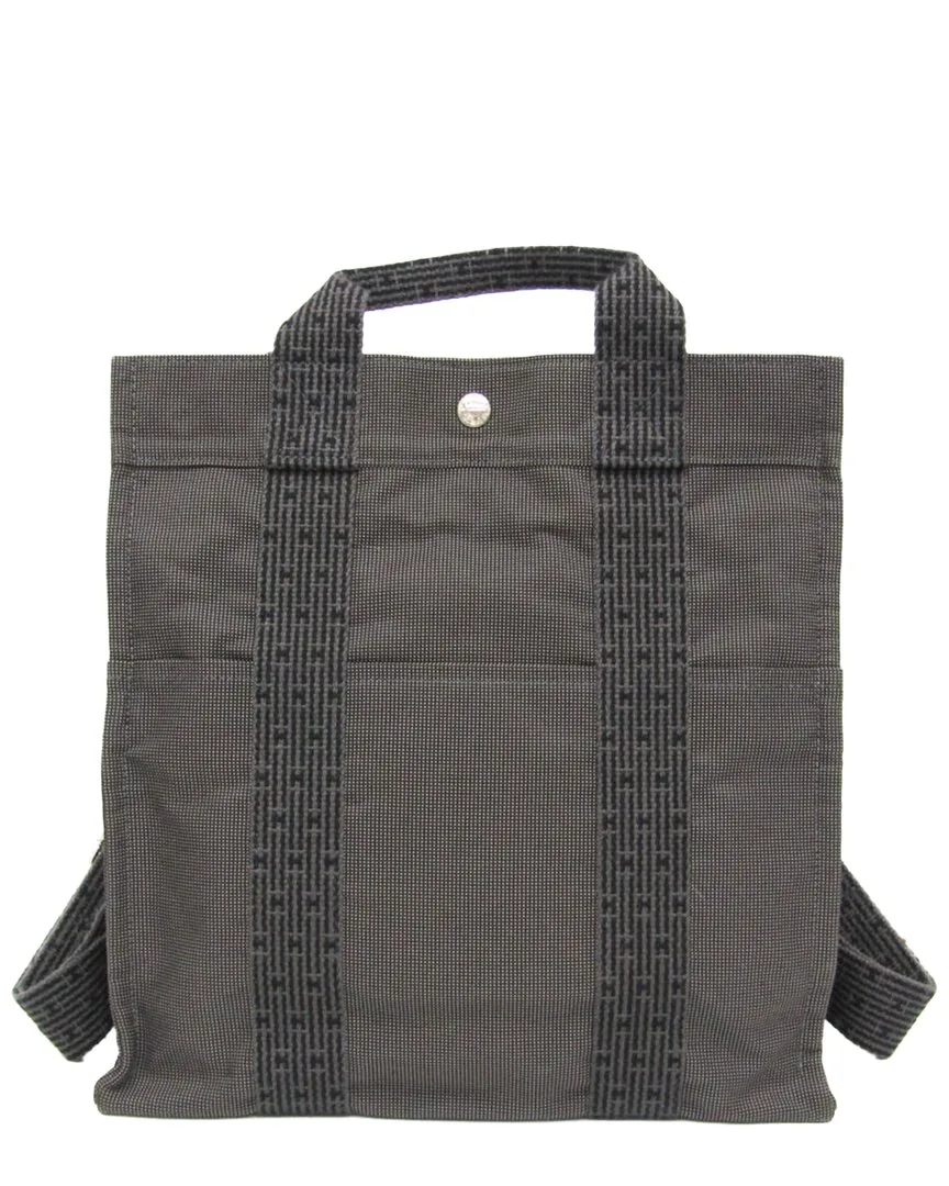 Black & Grey Polyamide & Polyester Backpack (authentic Pre-Loved) by Herms