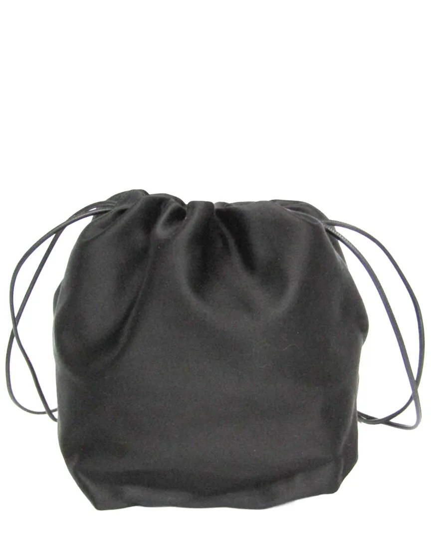 Black Leather & Satin Drawstring Shoulder Bag (authentic Pre-Loved) by Jil Sander