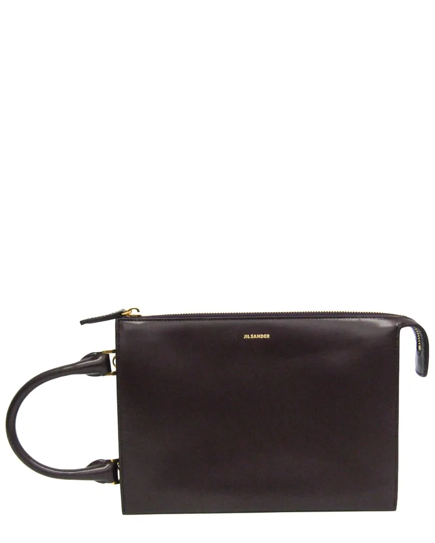 Dark Purple Leather Tootie Shoulder Bag (authentic Pre-Loved) by Jil Sander