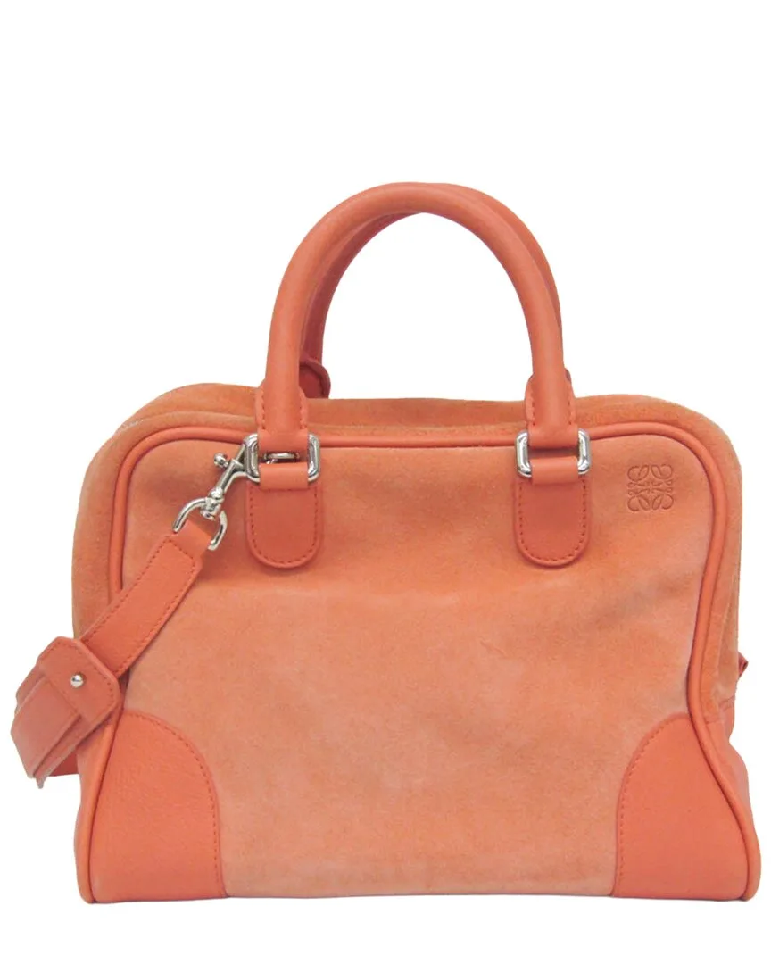 Orange Suede & Leather Amazona Handbag (authentic Pre-Loved)