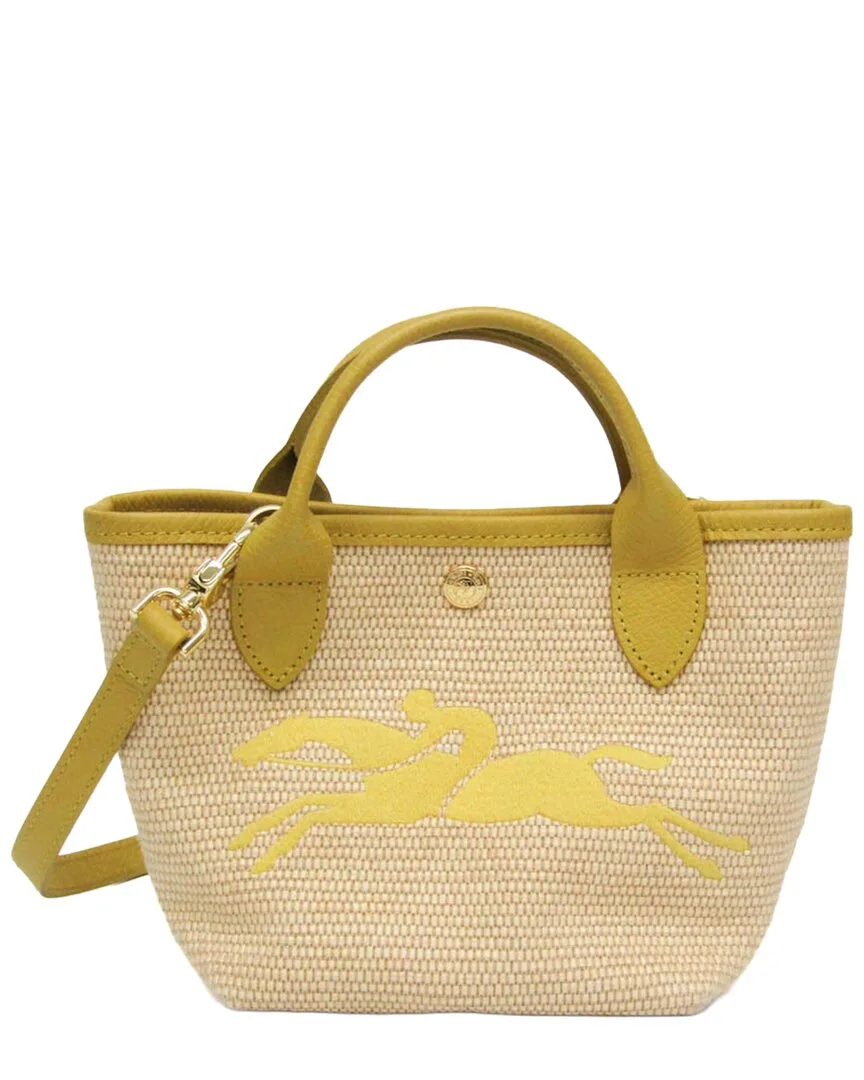 Light Beige & Yellow Polyamide & Leather & Linen Saint-Tropez Shoulder Bag (authentic Pre-Loved) by Longchamp