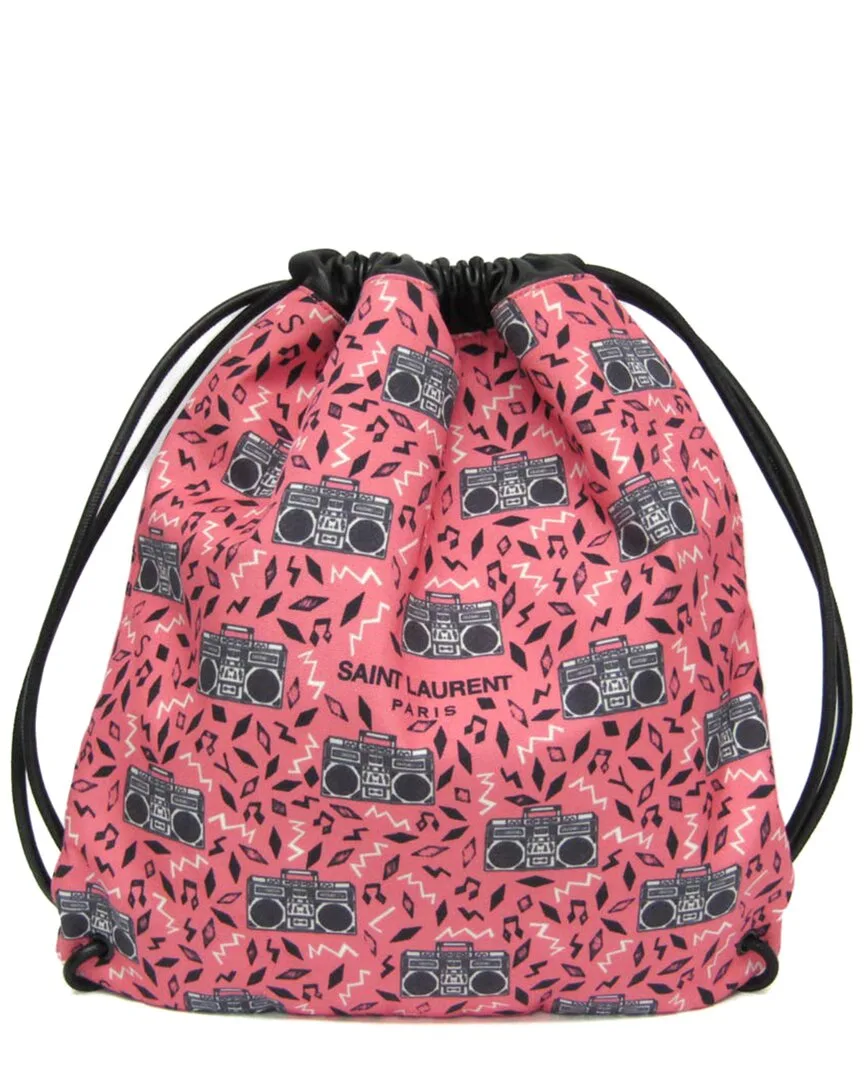 Black & Pink Leather & Canvas Backpack (authentic Pre-Loved) by Saint Laurent