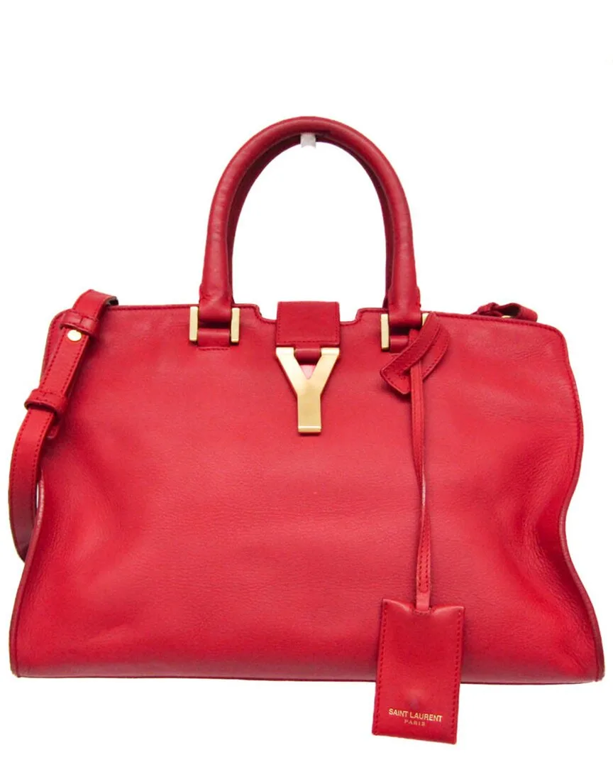 Red Leather Petit Cabass Shoulder Bag (authentic Pre-Loved)