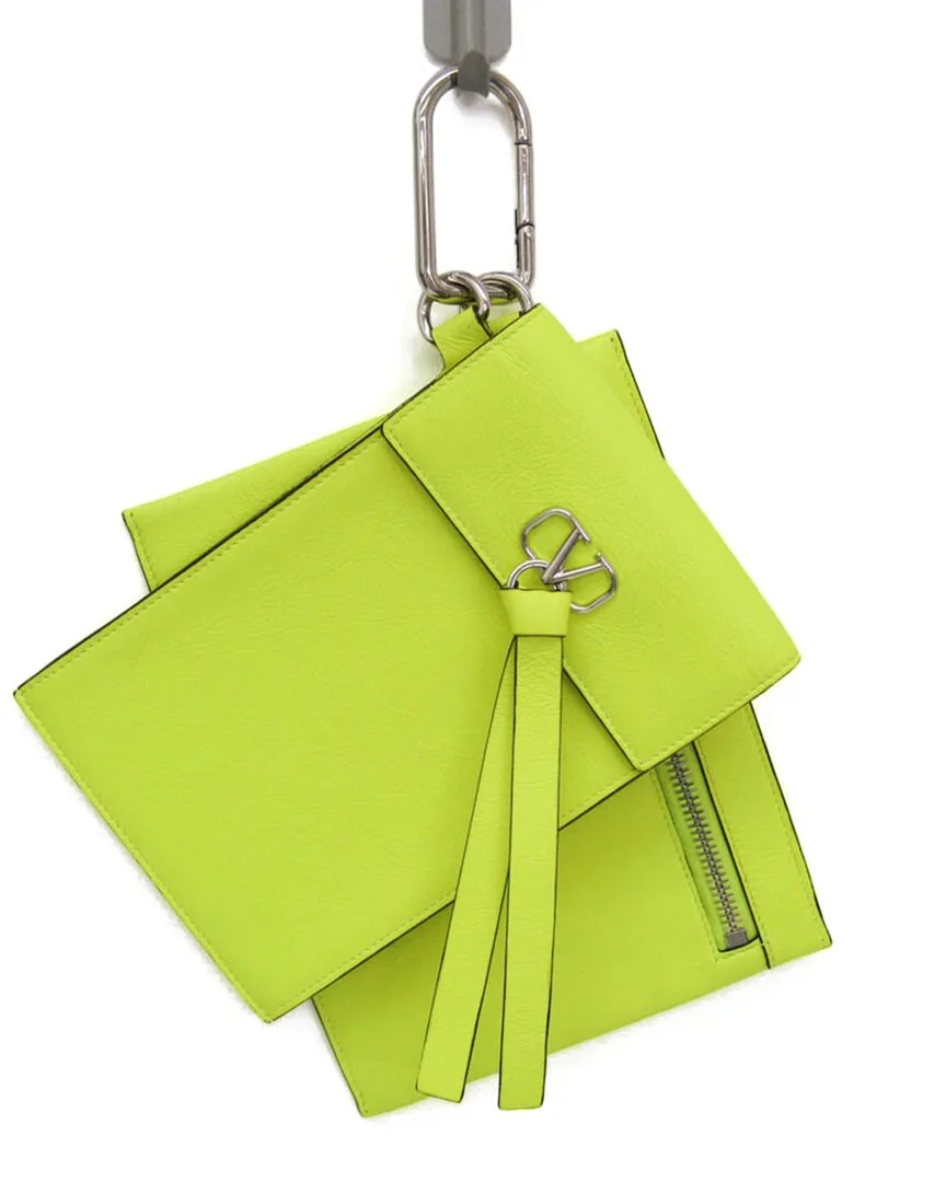 Fluorescent Yellow Leather Smartphone Holder Pouch (authentic Pre-Loved) by Valentino