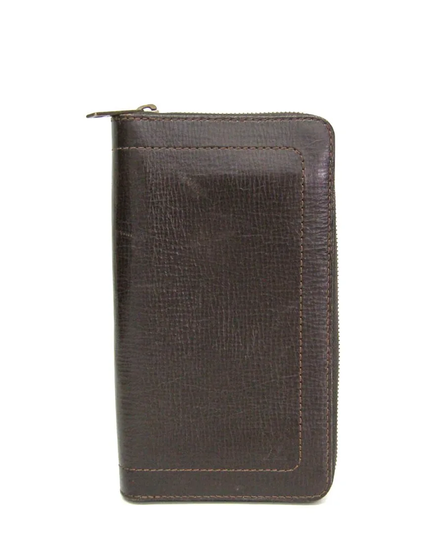Coffee Utah Leather Zippy Organizer Wallet (authentic Pre-Loved)