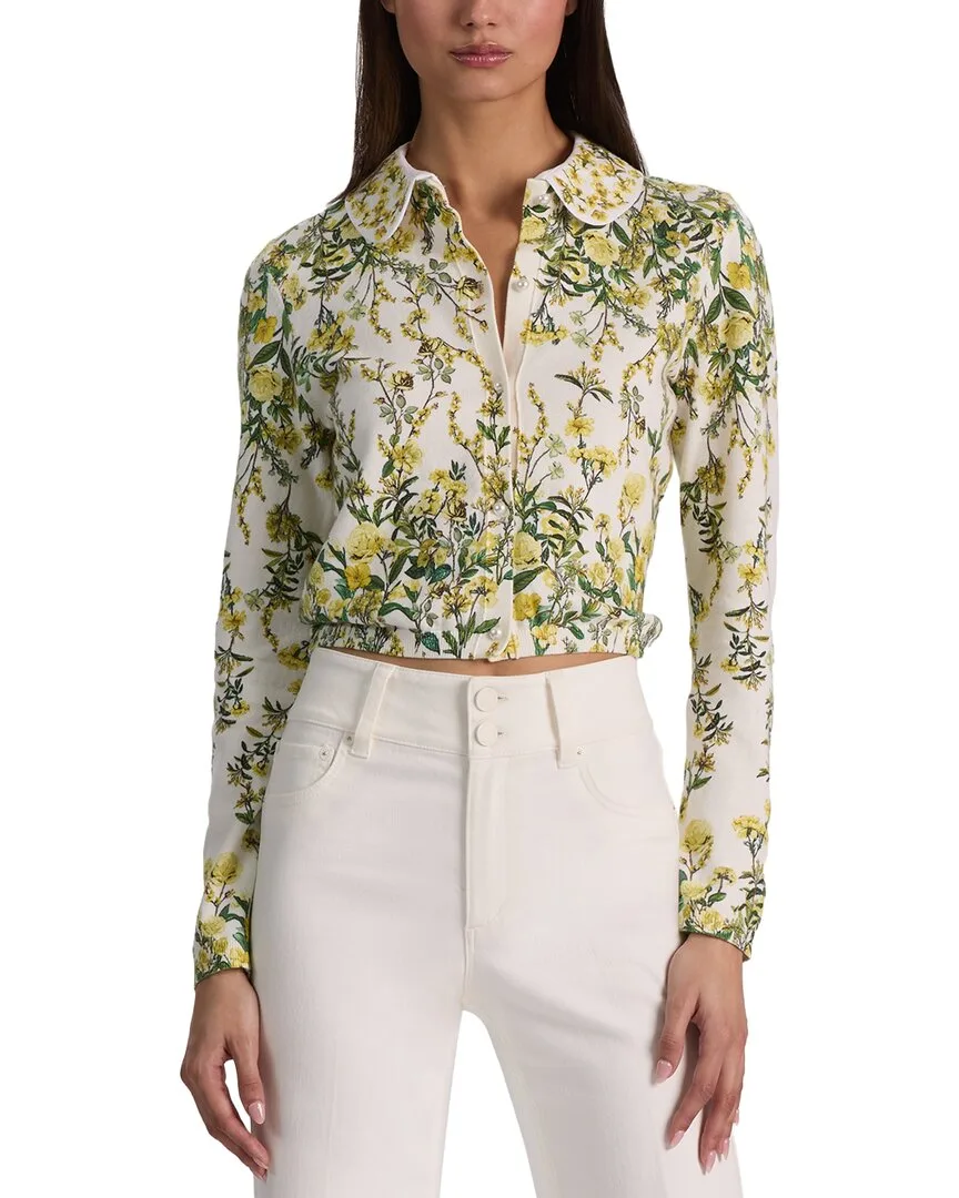 Carson Printed Linen-Blend Cardigan by Alice + Olivia