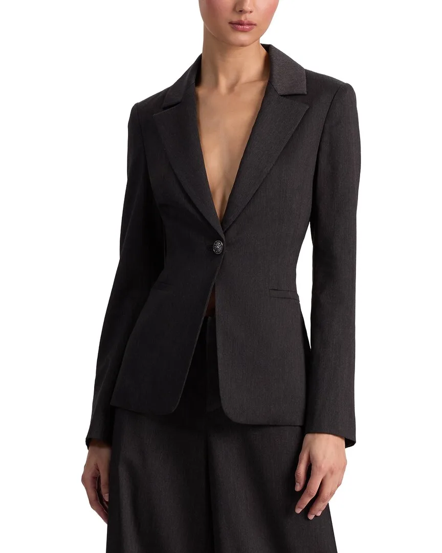 Macey Cinched Waist Notch Collar Wool-Blend Blazer