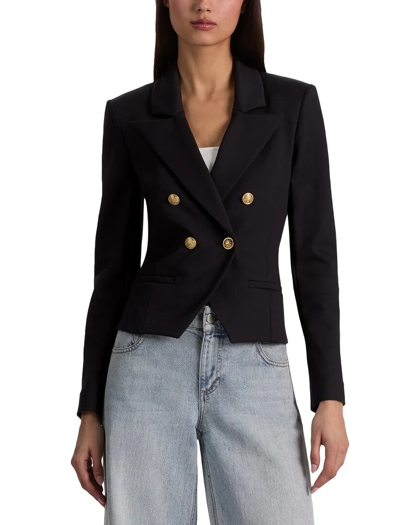Sable Double-Breasted Cropped Blazer