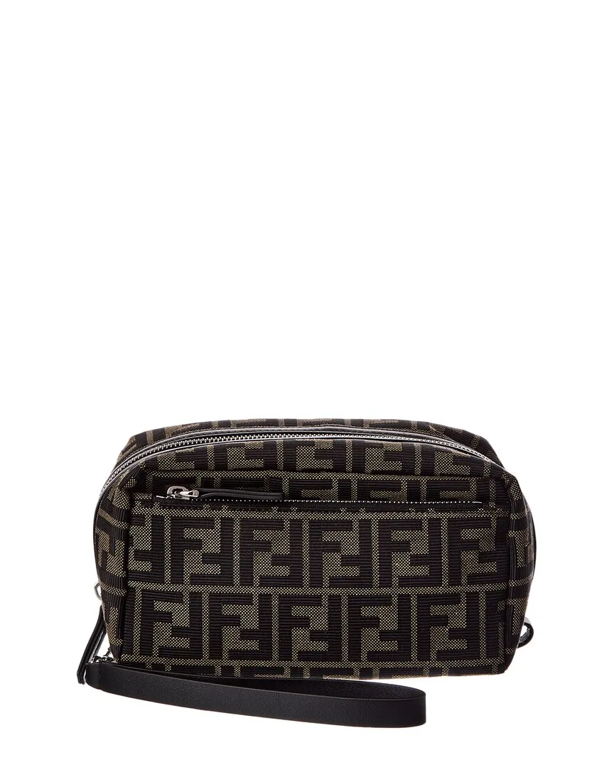 Double Zipper Small Ff Zucca Jacquard Toiletry Case