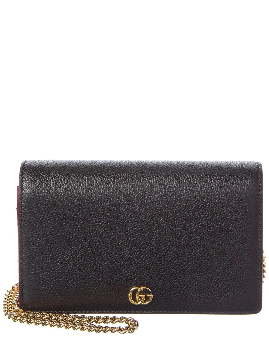 Gg Marmont Leather Chain Wallet