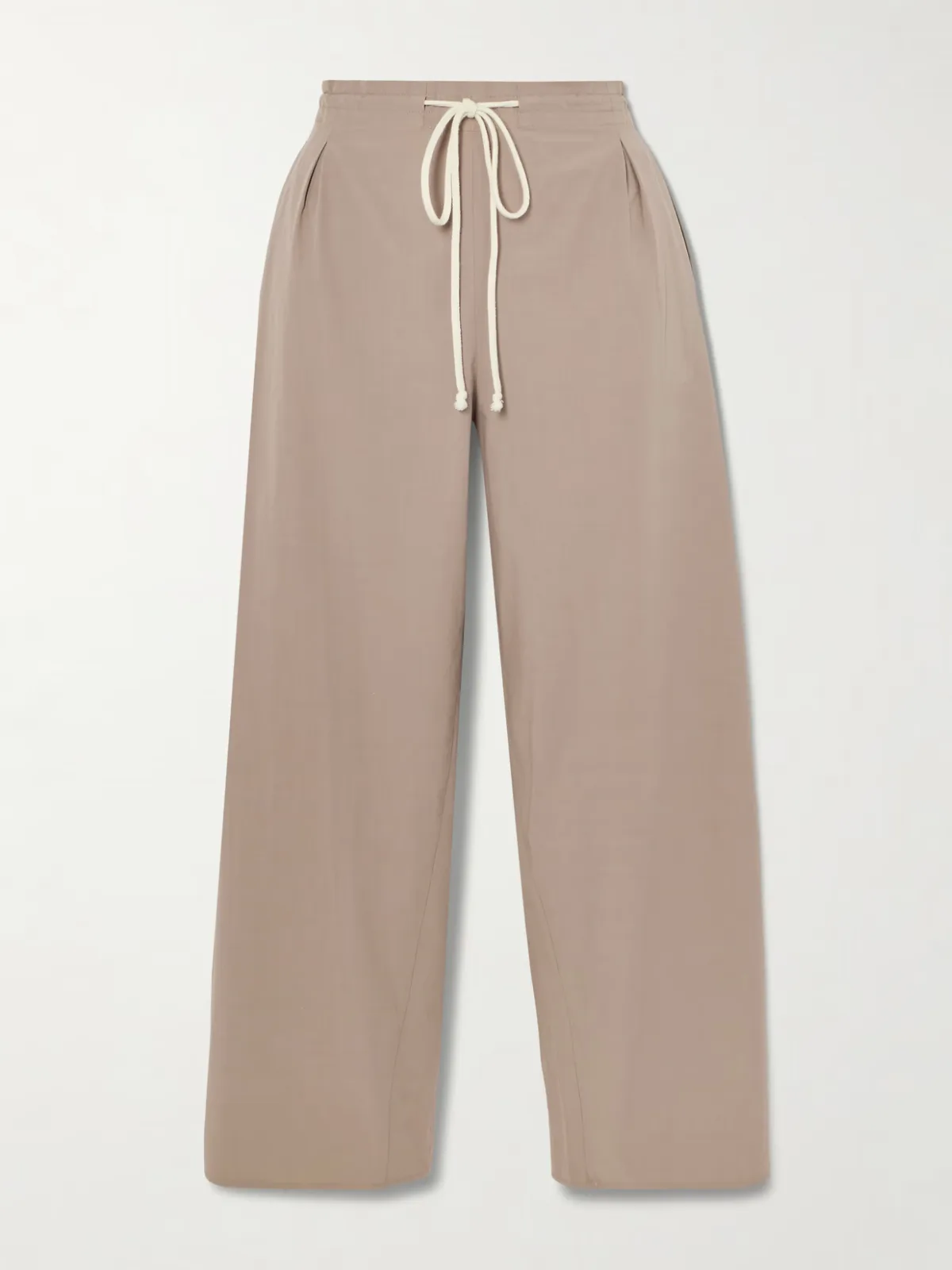 - Rope-trimmed Organic Cotton-poplin Wide-leg Pants -