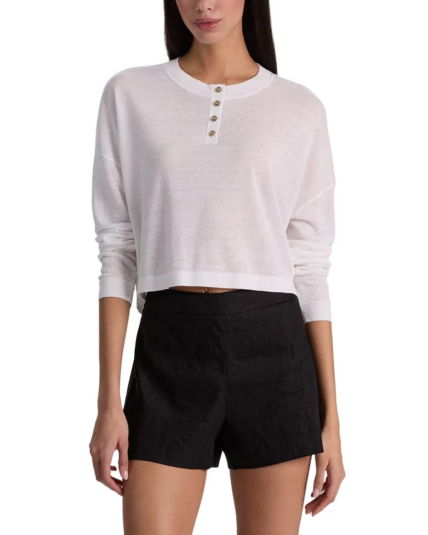 Alaina Easy Cropped Henley Top by Alice + Olivia