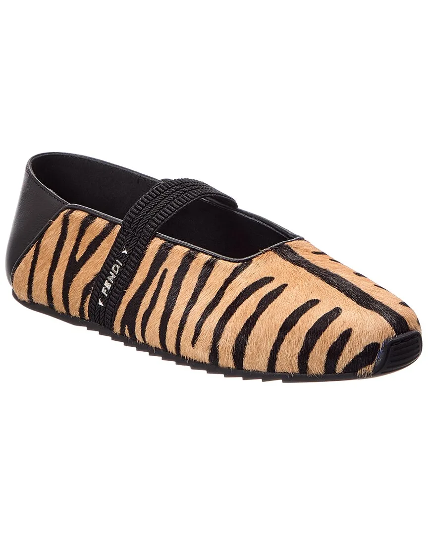 Academia Haircalf & Leather Ballerina Flat by FENDI