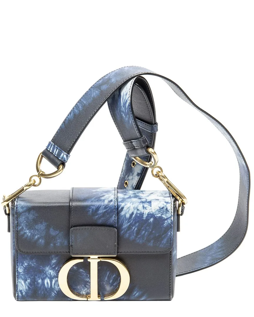 Navy Blue Print Calfskin Leather 30 Montaigne Box (authentic Pre-Loved) by Dior