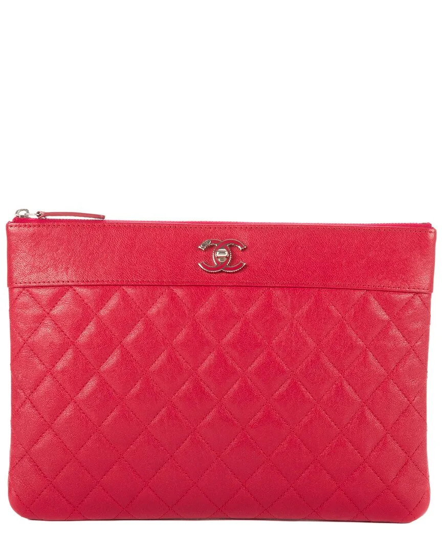 Pink Calfskin Quilted Leather Mademoiselle Clutch (authentic Pre-Loved) by CHANEL