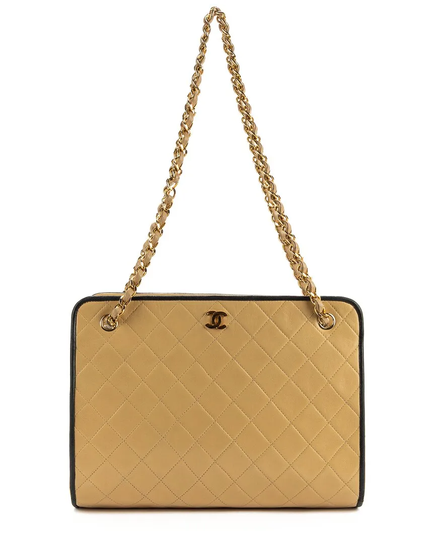 Beige Calfskin Leather Clutch (authentic Pre-Loved) by CHANEL