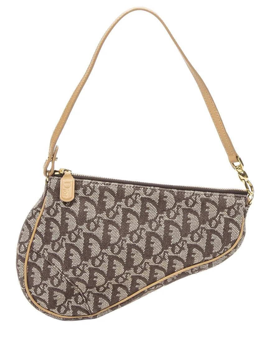 Brown & Beige Diorissimo Canvas Mini Saddle Pochette (authentic Pre-Loved) by Dior