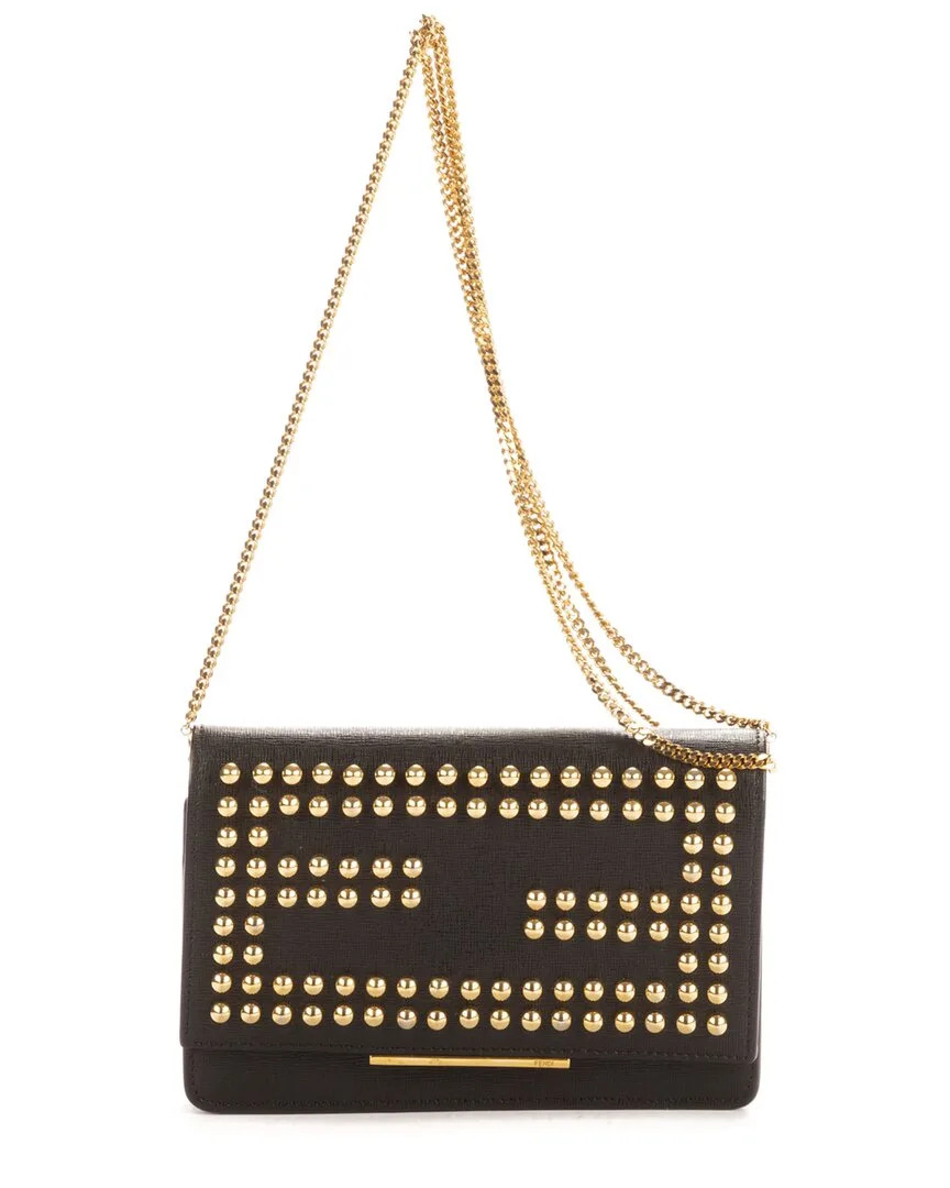 Black Calfskin Leather Kan I Studs (authentic Pre-Loved) by FENDI