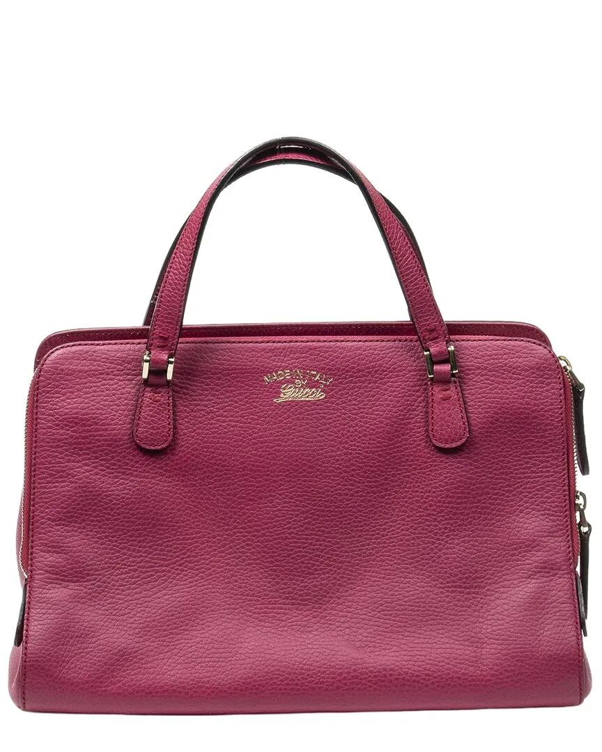 Fuchsia Pink Grained Calfskin Leather Swing Top Handle Satchel (authentic Pre-Loved) by Gucci