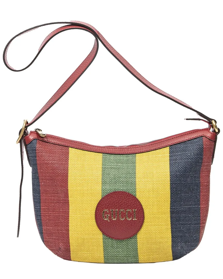 Red & Yellow & Blue Striped Canvas Multicolor Baiadera Half-Moon Hobo (authentic Pre-Loved) by Gucci