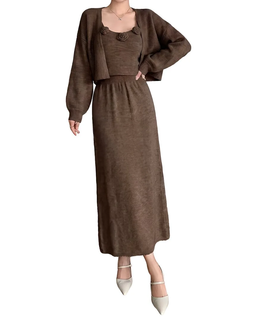 3P Cardigan, Top, & Skirt Set by Teodora