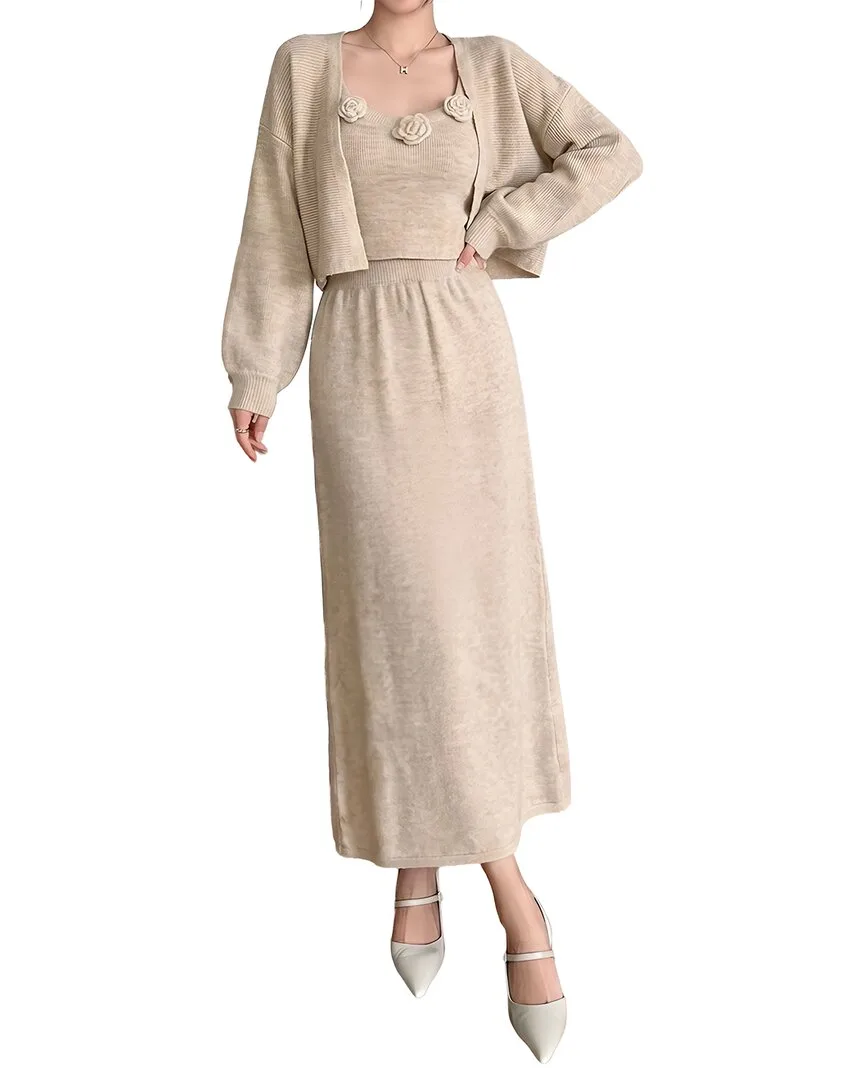 3P Cardigan, Top, & Skirt Set by Teodora