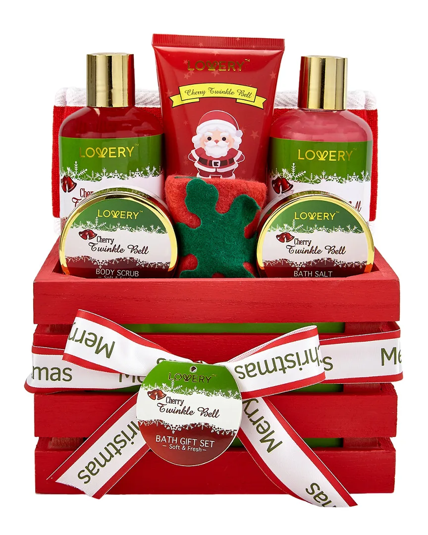 Bath and Body Christmas Gift Cherry Twinkle Bell Home Spa Set by Lovery