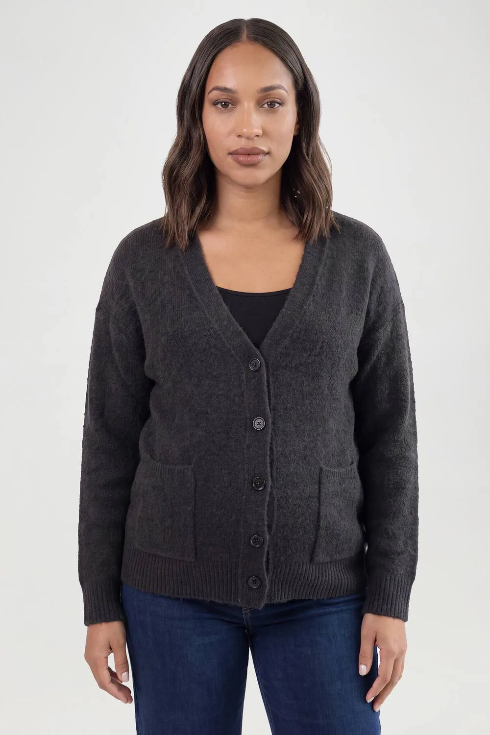 Maternity Soft Knit Pocket Detail V Neck Cardigan
