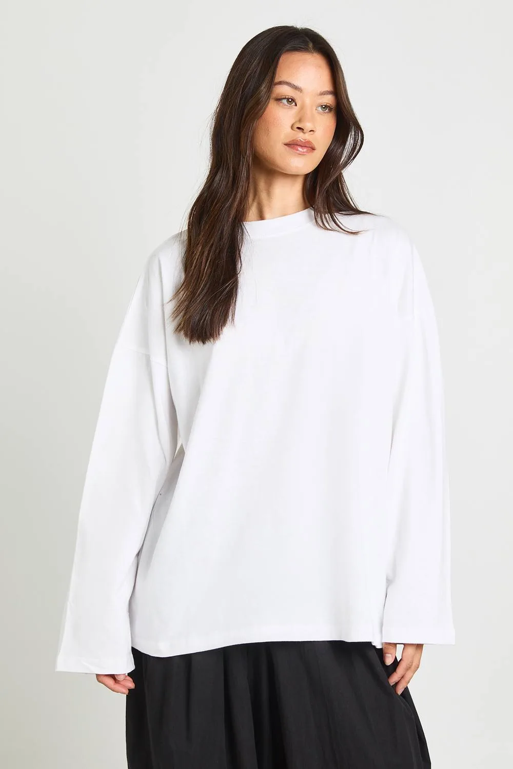 Tall Basic Oversized Long Sleeve T-Shirt by boohoo