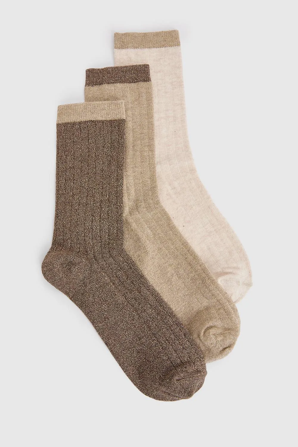 Glitter Thread Tonal Socks 3 Pack by boohoo