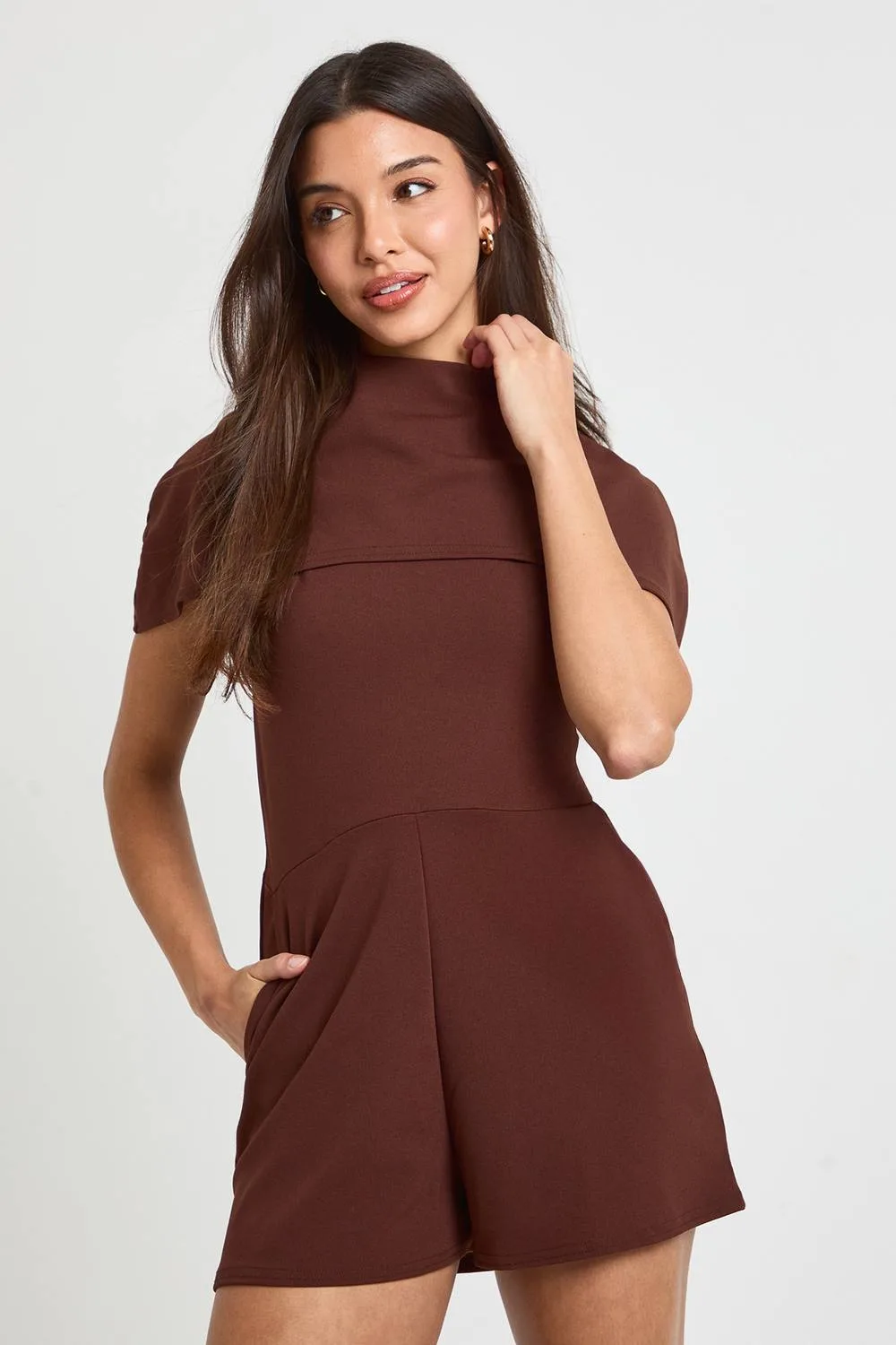 Jersey Crepe High Neck Playsuit
