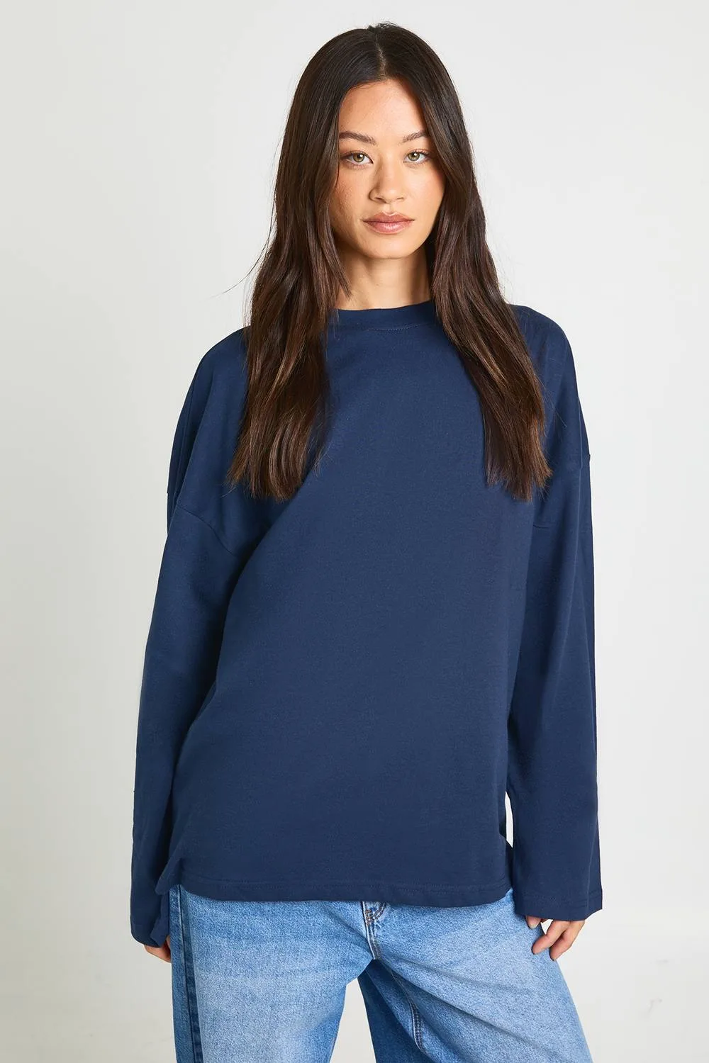 Basic Oversized Long Sleeve T-Shirt by boohoo