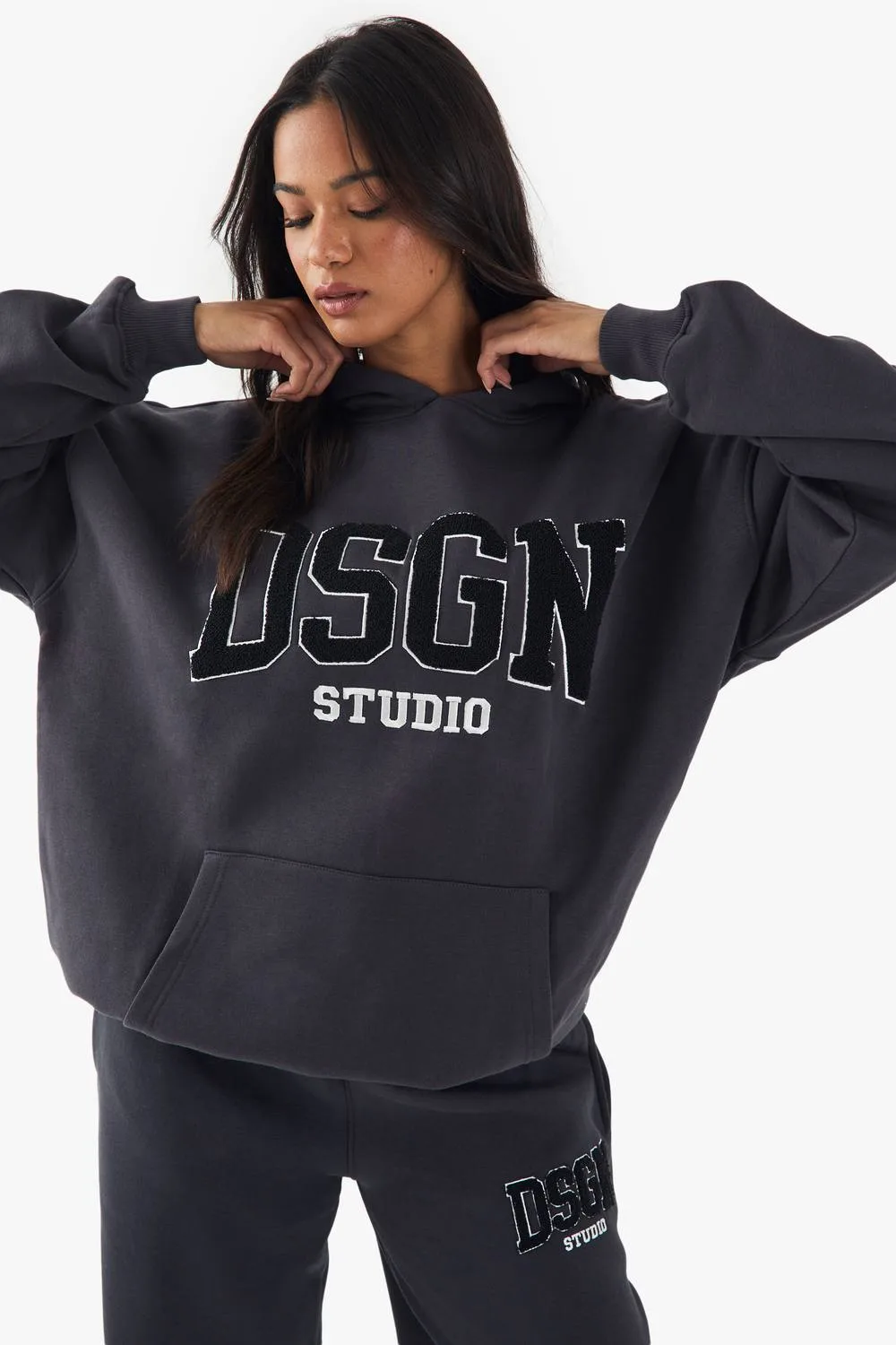 DSGN Studio Towelling Applique Oversized Hoodie by Dsgn Studio