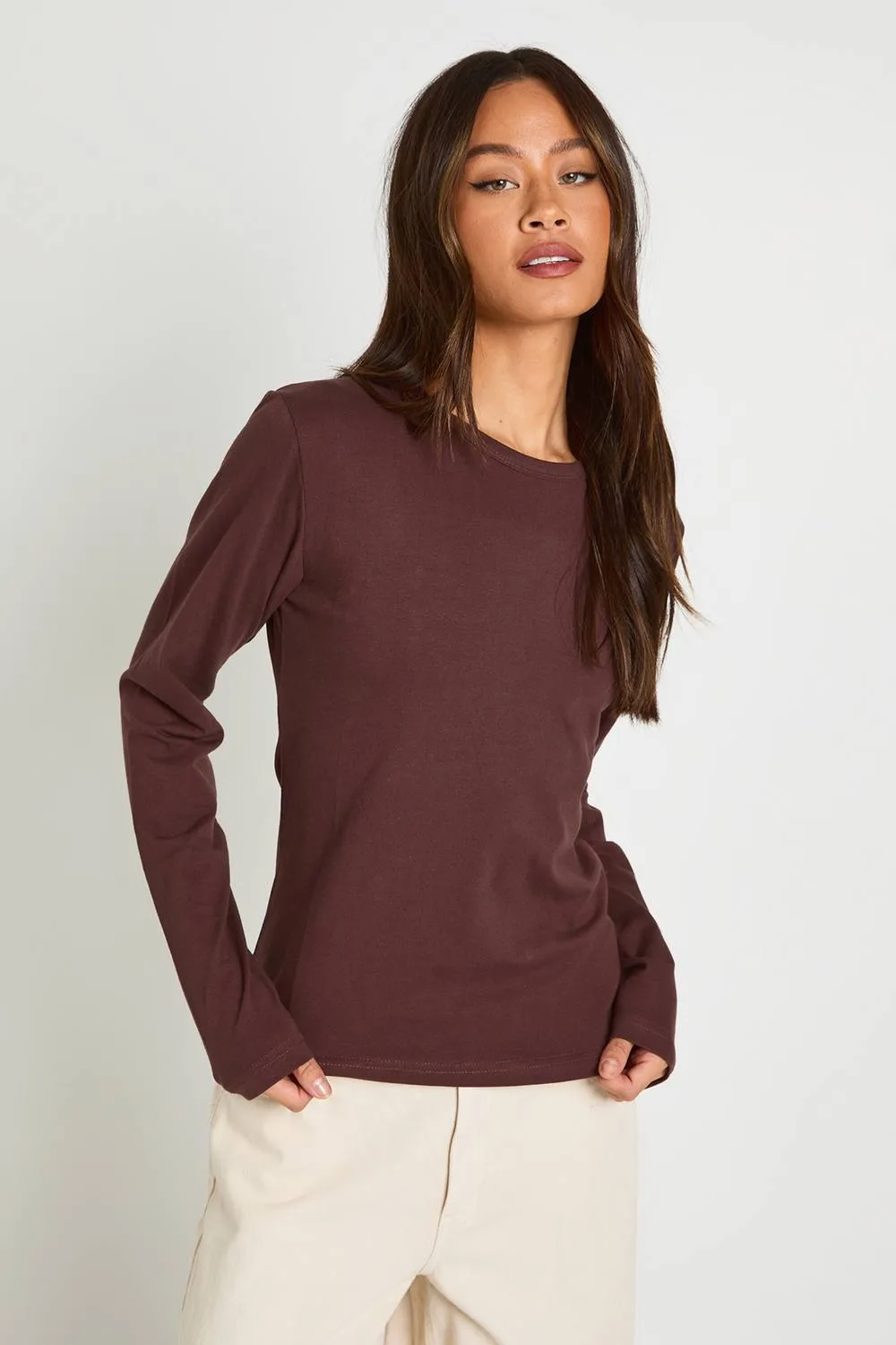 Basic Long Sleeve Fitted Longline Top