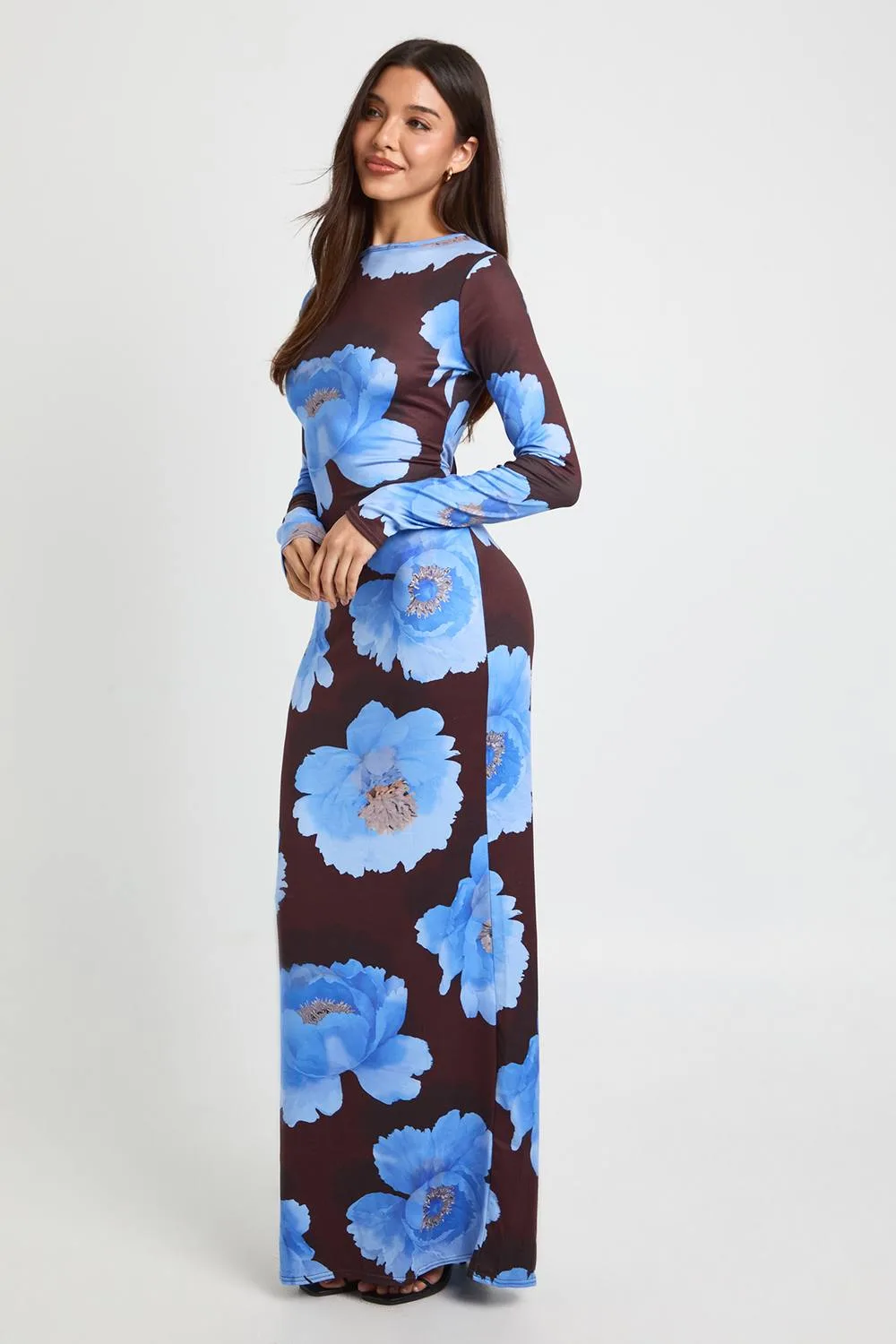 Large Floral Long Sleeve Maxi Dress by boohoo